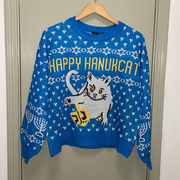 Happy Hanukcat Sweater Small New with Tag - Picture 2 of 11